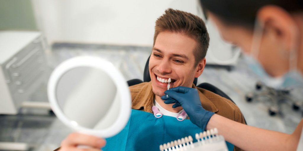 Patient trying on Lumineers with Dr. Joon Park at J.P Prosthodontics in Fullerton, CA